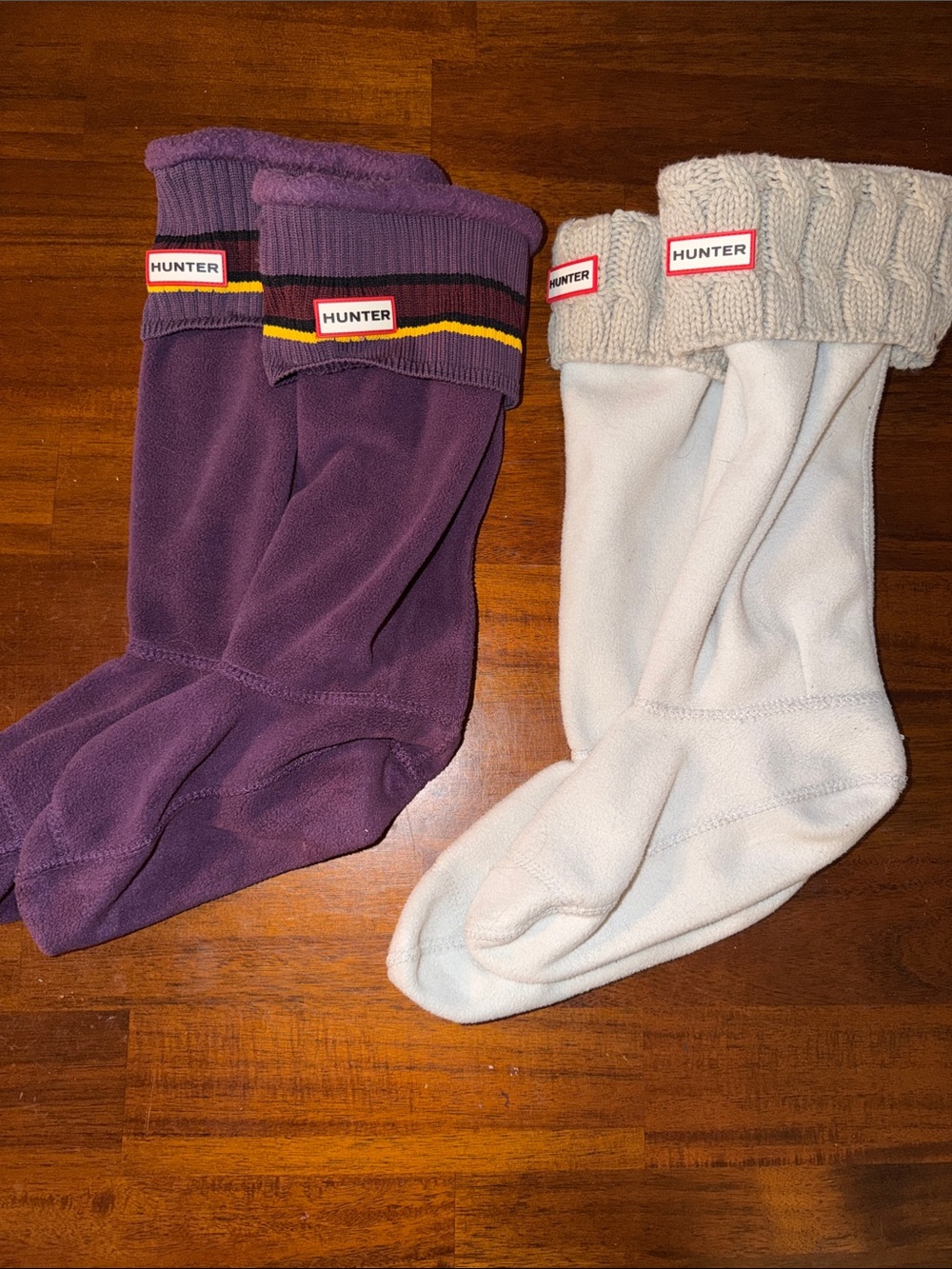 Hunter Boot socks- Ladies lot of two…gray and purple.  Large.